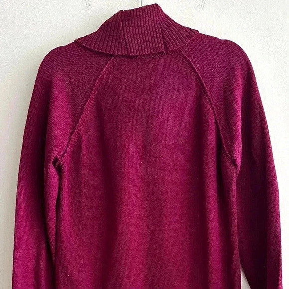 Jeanne Pierre Cowl Neck Solid Knit Sweater, Berry/Purple, Size Large - Picture 11 of 16